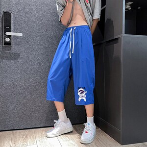 QK72225-P25冰丝七分裤男大码速干短裤男五分裤 港风图片