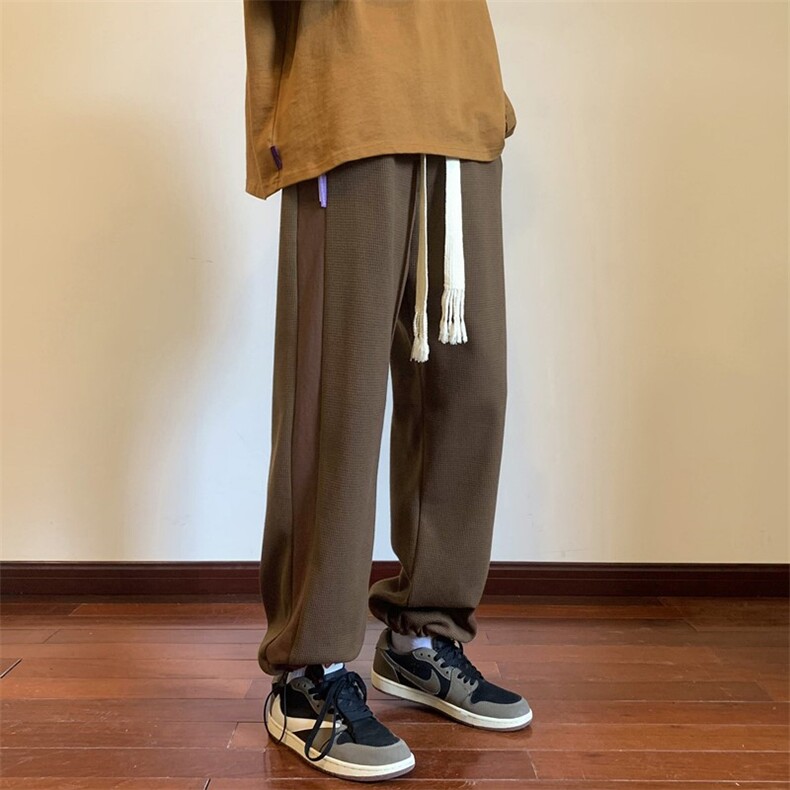 春秋华夫格拼接编织绳卫裤现货XZ604-KP76-P55控68,男装休闲裤,星座604