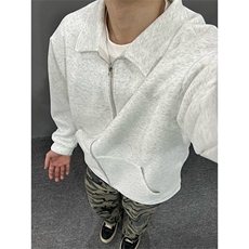 YK86030-P4550%棉50%聚酯纤维加厚420克重磅开衫卫衣外套，男装夹克，电商A086-1