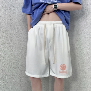 HD74237-P22 华夫格短裤男大码宽松五分裤男直筒中裤图片