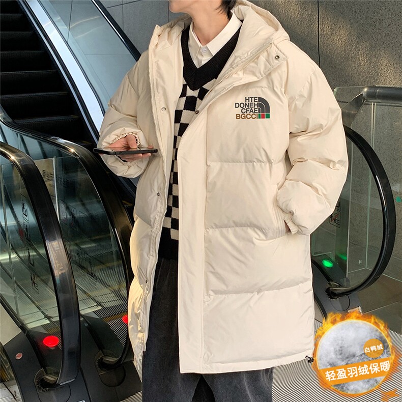 港风冬季新款长款连帽白鸭绒羽绒服男潮宽松YR6156P285控358，男装羽绒服，电商A268A