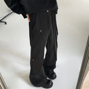 解构小众设计高级感痞帅微喇叭西裤修身重磅垂感休闲长裤图片