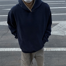 抖音得物高品质二开25秋冬美式重磅宽松纯色连帽贝壳刺绣卫衣W63，男装卫衣，电商A486-1