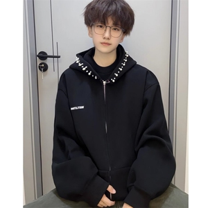 珍珠设计感连帽短款卫衣女外套春秋辣妹运动服休闲上衣潮 WY813图片