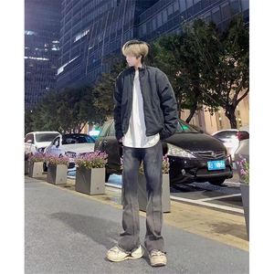 博主图牛仔裤男秋冬设计感微喇cleanfit裤子-KZA46-P58,教女生穿衣搭配的博主图片