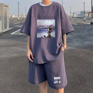 ！版权！2025夏季新款男士华夫格短袖T恤套装一套HTZ108P50图片