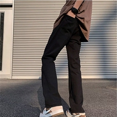 欧美vibe风拉链排扣牛仔裤男ins潮牌设计感小众微喇显瘦高街裤子，男装牛仔裤，星座1210-1