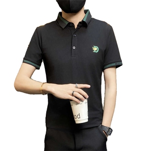 PL036-P40夏季男士有带领短袖T恤带领子男装宽松翻领刺绣polo衫图片
