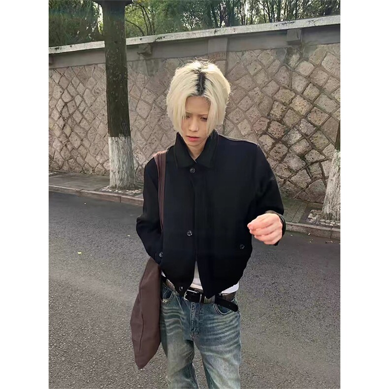 现货~秋冬新款呢子大衣正肩短款翻领男女夹克外套DY02-P95图片