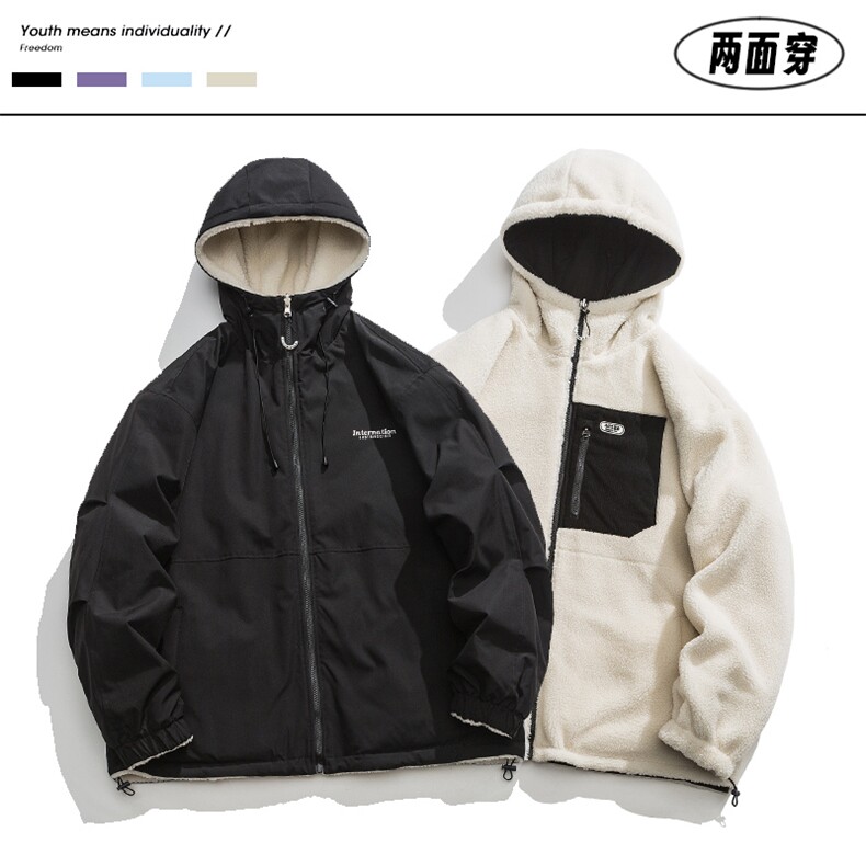 双面穿棉衣外套加绒加厚羊羔绒棉服情侣冬装A068-QCYRY12-TP120,男装棉衣,电商A068