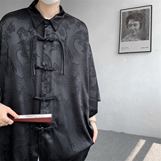 8XL-M特大码衬衫男新中式龙凤醋酸绸缎风外套五分袖CS513P45，男装衬衫，电商D206-1