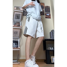 三条杠运动短裤男女宽松休闲设计感松紧腰条纹裤子DK8588-特价P30，男装牛仔裤，电商A007