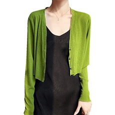 夏季女士轻盈舒适百搭网纱木耳边小开衫，女装蕾丝衫/雪纺衫，圣丽羊绒