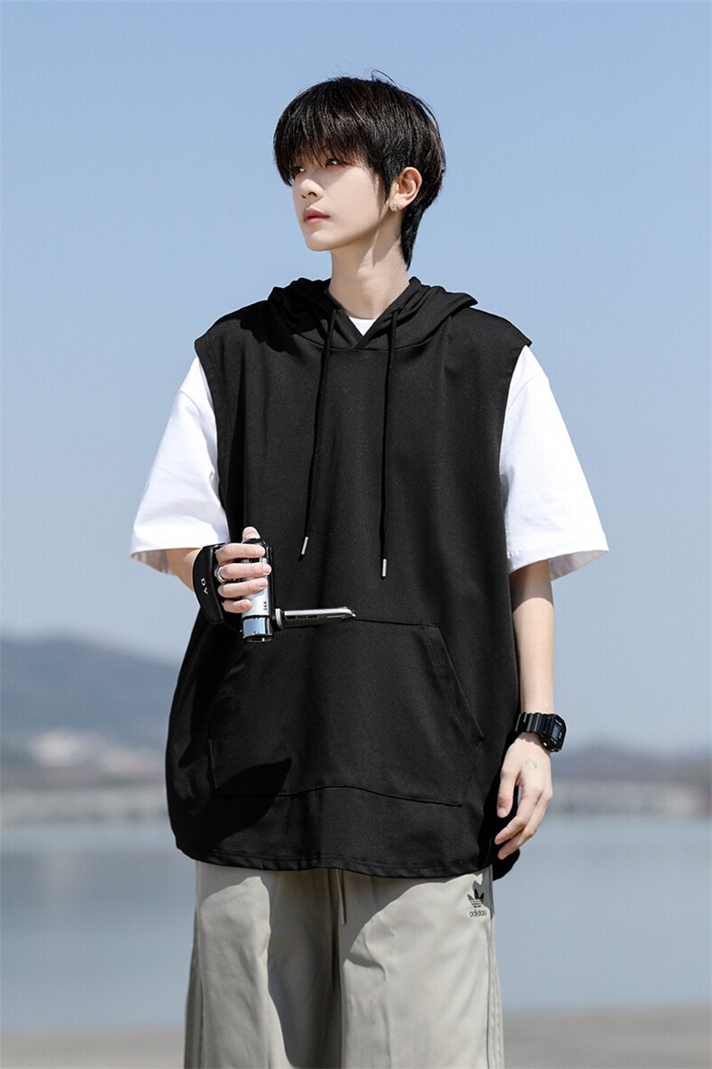 M-8XL特大码冰丝速干连帽背心男篮球运动无袖健身服坎肩TDX315P35,男装T恤,电商D206-1