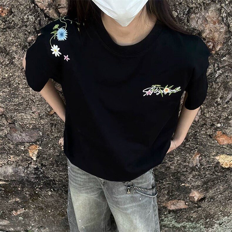 万针全刺绣工艺抖音得物高品质260克重磅纯棉双纱美式高街短袖T恤,男装T恤,电商A486