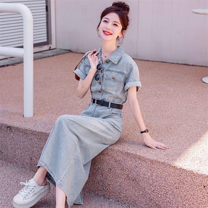 夏天高级修身牛仔连衣裙潮2026年新款女欧货时尚气质显瘦过膝长裙,女装连衣裙,印象茜