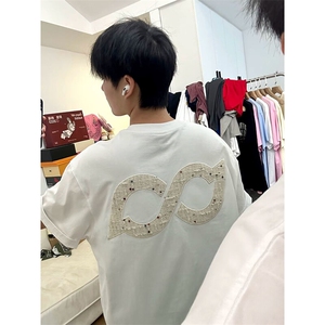 万针全刺绣工艺抖音得物高品质260克重磅纯棉双纱美式高街短袖T恤图片