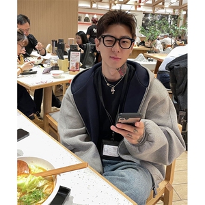 抖音得物高品质二开 25秋冬美式重磅宽松结构双面连帽卫衣外套W68图片