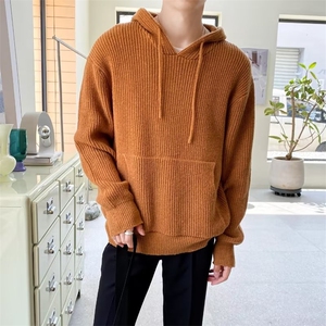 轻熟风毛衣青年长袖纯色简约打底上衣男士连帽卫衣针织衫 G06图片