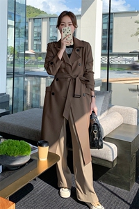 咖色长款时尚风衣外套女2025年春秋季新款韩系英伦风气质显瘦大衣图片