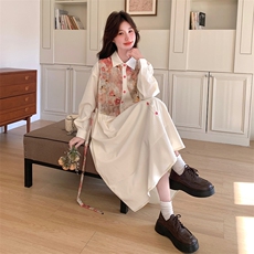 春现轻风印花瘦腰显瘦连衣裙B190-5011-P140-K198，女装连衣裙，2B190