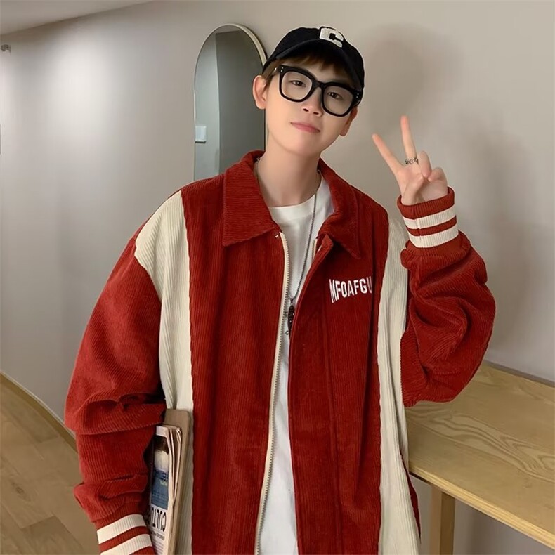复古撞色棒球服男春秋季ins美式潮外套GWT50P55,男装夹克,星座1116-2