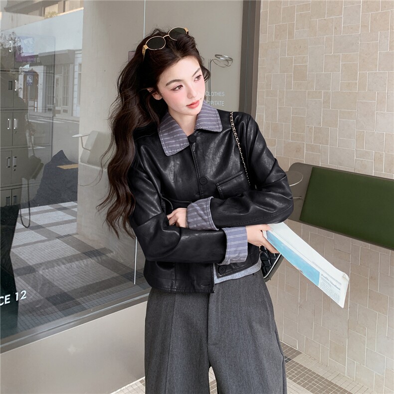 已出货春装新款~皮衣外套女1楼南36-39吾爱衣-A2528-P140-K258,女装皮衣,1C083