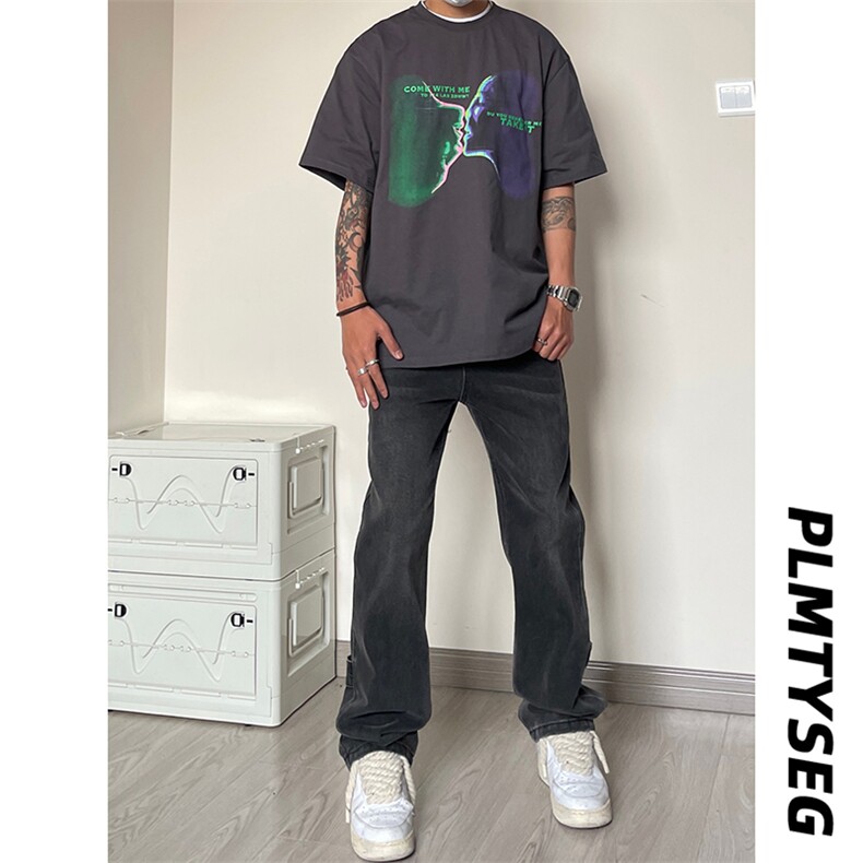 B221美式ins高街小众拉链直筒牛仔裤LK23028-P60控78,男装牛仔裤,电商B221