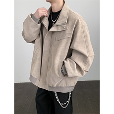 PY2615/P85春装新款现货短款立领皮夹克男雾面皮衣宽松潮外套，男装夹克，电商A141