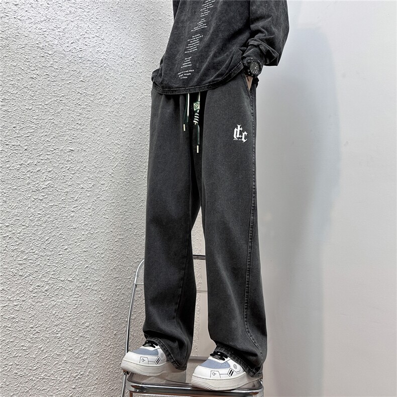 k1036-p48-控68M-5xl港风高阶黄泥黑暗宽松大码牛仔裤,男装牛仔裤,星座116