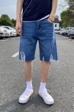 牛仔短裤男潮牌ins宽松直筒夏韩版潮流乞丐五分裤潮破洞5105，男装牛仔裤，电商A318