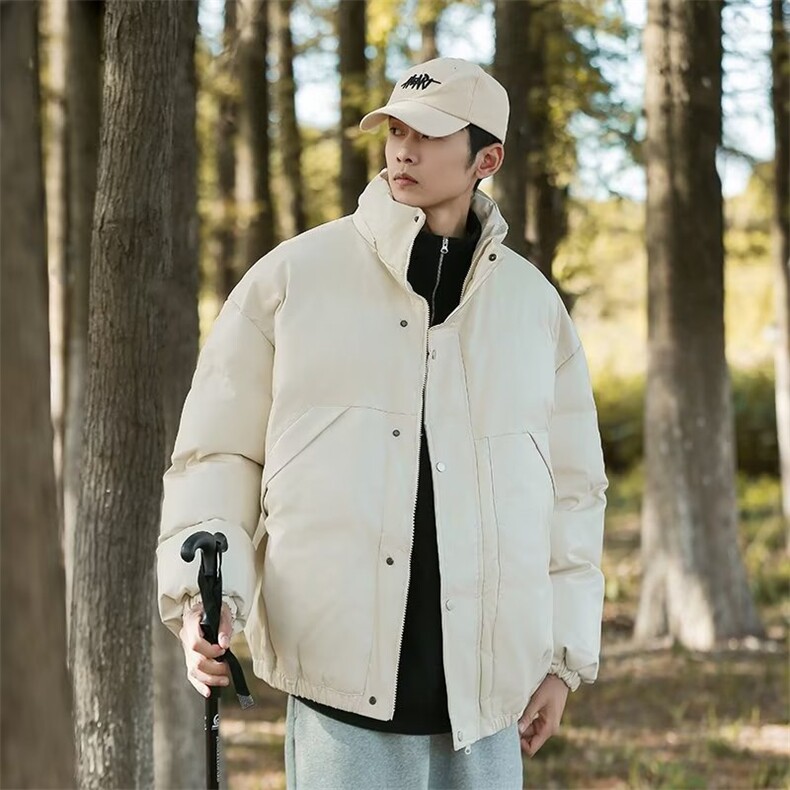 日系ins复古PU皮棉衣男生冬季潮加厚百搭保暖立领棉服 FK85 P90图片