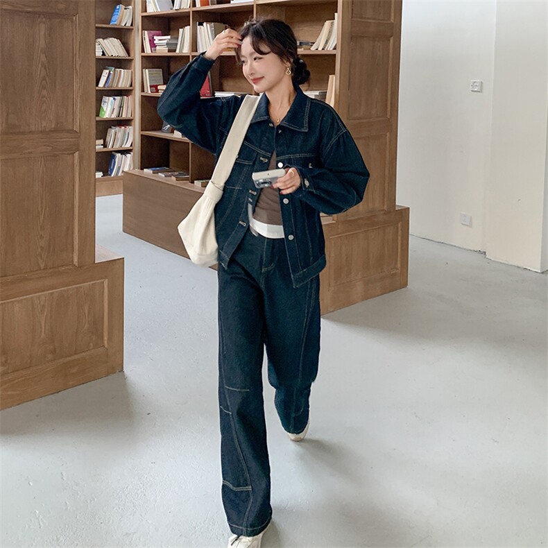2026早春炸街洋气收腰水洗牛仔两件套2B153-057-P175-K288,女装套装/套裙,2B153