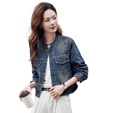 牛仔外套女短款2025年春秋新款妈妈时尚设计感宽松休闲复古夹克，女装短外套，靓衣阁