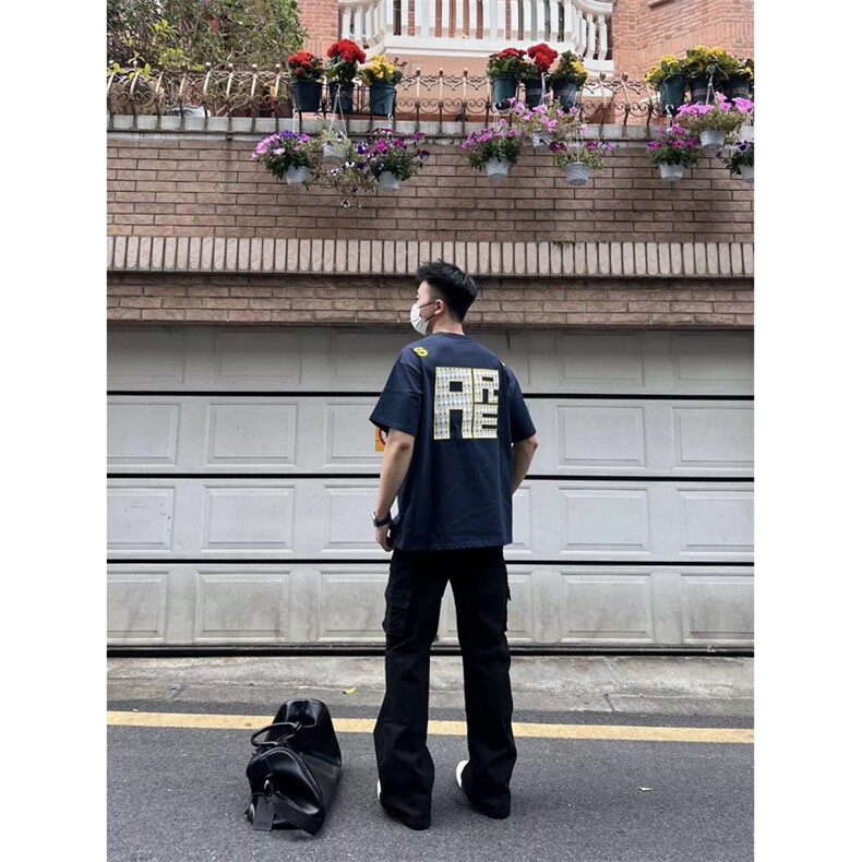 网图有货美式街头印花字母短袖T恤男女款宽松情侣上衣A340-P25,男装T恤,星座1505