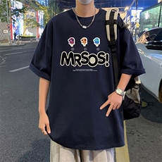 T802短袖t恤男夏季新款高街休闲纯棉体恤oversize大码宽松上衣服，男装T恤，星座304A-1