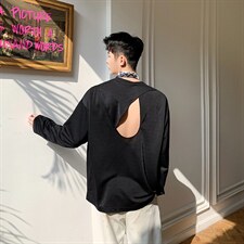 山本耀司个性露背长袖T恤小众设计师款H1021P55，男装T恤，星座1114（原A254）