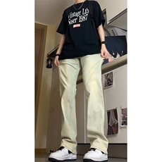 微喇软牛仔裤男美式高街vibe裤子小个子显瘦显高直筒裤LX515-P45，男装牛仔裤，星座1008