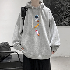 WY2165-P35加绒款-P40纯棉连帽卫衣男大码运动帽衫宽松薄外套男，男装卫衣，电商A040