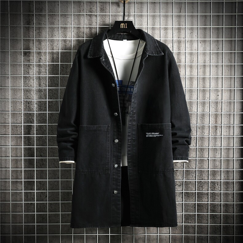 FY648-P78-限价108冬季长款牛仔风衣男士长款潮流大码外套，男装风衣，星座103A