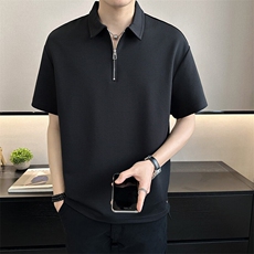 店主风~夏季冰丝拉链领T恤衫T2005/P48，男装T恤，电商B331