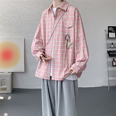 （带配件）CS1158-特批45控88秋季新款男女格子短袖大码男衬衫，男装T恤，电商A059