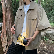 五分袖夏季潮流气质新款青春流行潮衬衫标准方领原宿纯色男简约，男装衬衫，星座716-4