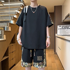 夏季T恤一套五分短裤两件套刺绣休闲运动套装男A266-TZ9908-P50，男装牛仔裤，电商A266