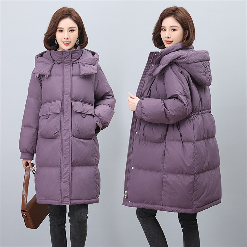 时尚百搭白鹅绒中长款羽绒服女加厚保暖外套，女装羽绒服，3200格调