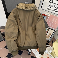 美式鹿皮加毛夹克冬季加厚翻领皮毛短款外套潮M0988-P128，男装棉衣，星座308B-1