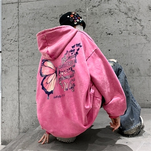 美式重磅水洗复古连帽卫衣潮流大码潮牌做旧XZ517A-BK6677-P68图片