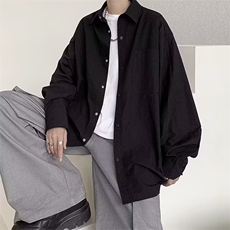 长袖衬衫男女春秋季宽松纯色工装衬衣日系休闲文艺上衣服C330/P35，男装衬衫，星座506