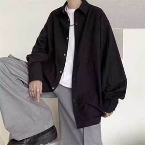 长袖衬衫男女春秋季宽松纯色工装衬衣日系休闲文艺上衣服C330/P35图片