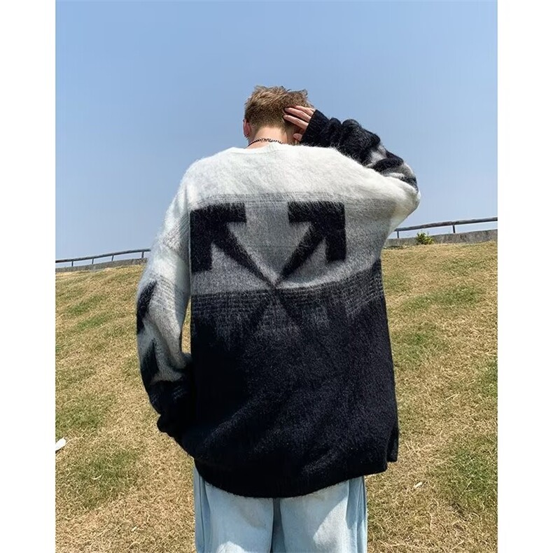 春秋渐变条纹毛衣男圆领套头复古学生青少年学院风针织衫ME1104,男装针织衫/毛衣,星座1116A-1（原606A）